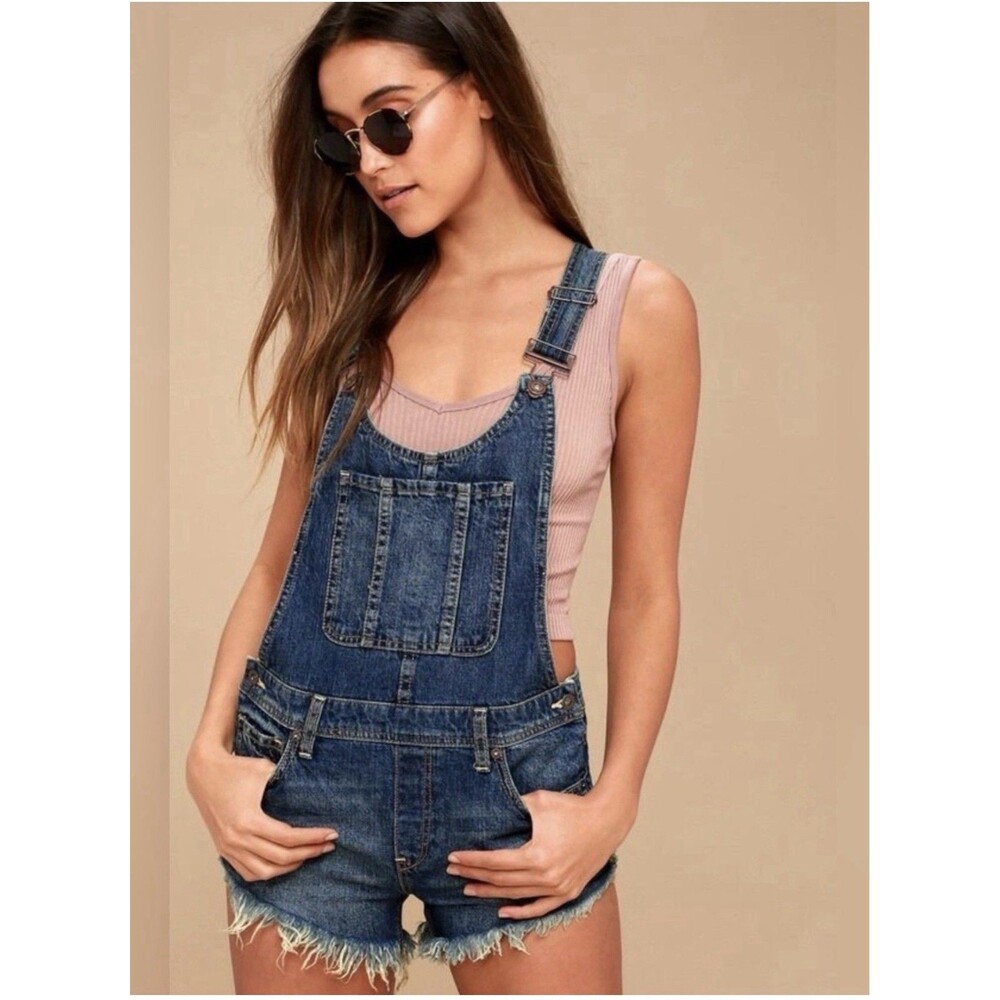 Free People We the Free Overalls Jumpsuit Size 27 Blue Denim